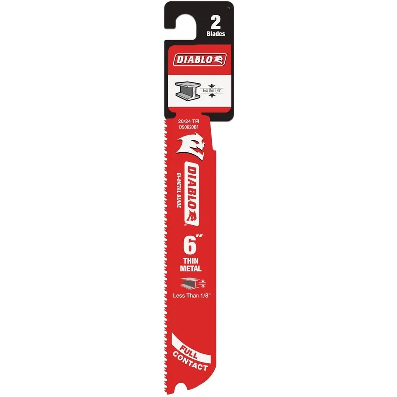 Diablo DS0620BF2 Steel Demon 6 In 20/24 TPI Thin Metal Reciprocating Saw Blade (2-Pack)
