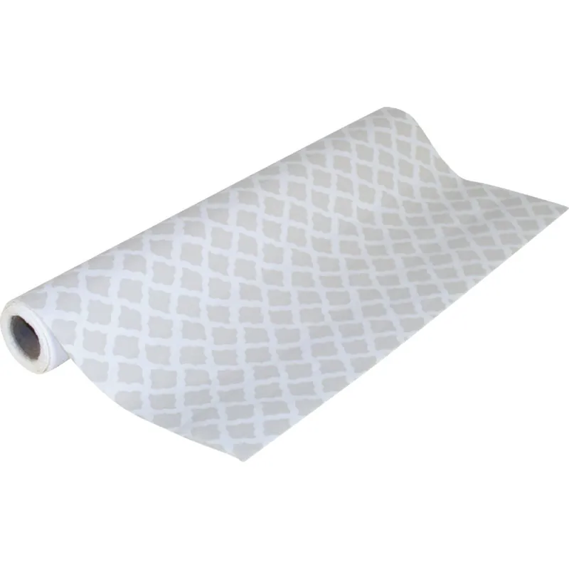 Con-Tact 04F-C7HR0-01 Grip Print 18 In. x 4 Ft. Talisman Pale Gray Non-Adhesive Shelf Liner