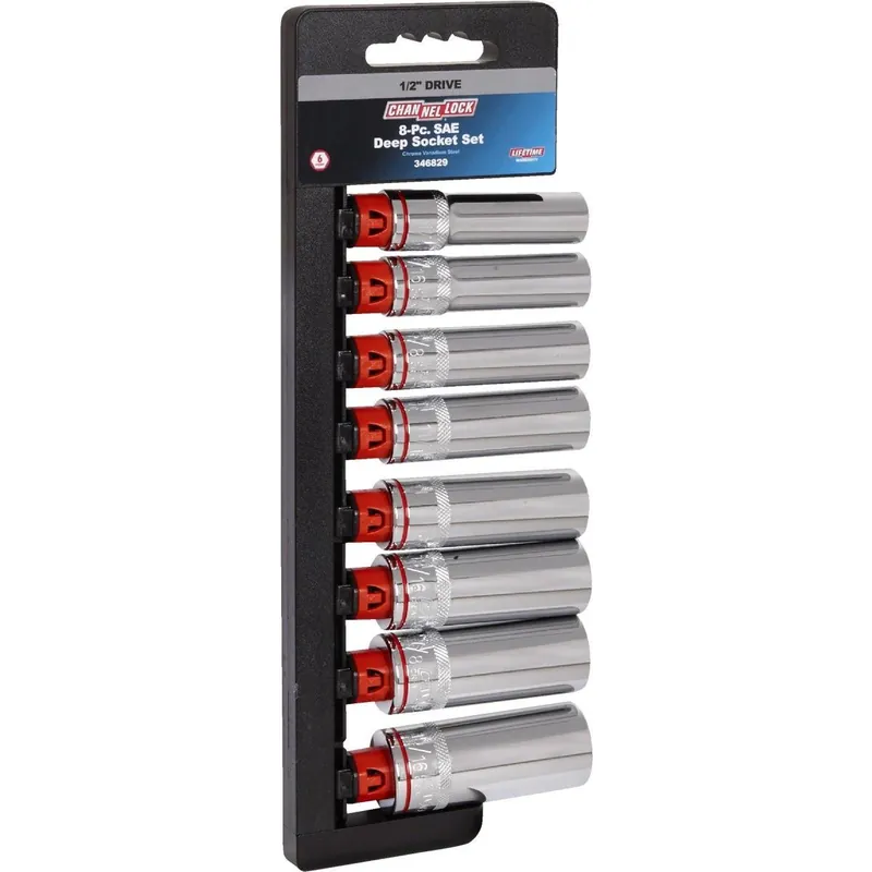 Channellock 346829 Standard 1/2 In. Drive 6-Point Deep Socket Set (8-Piece)