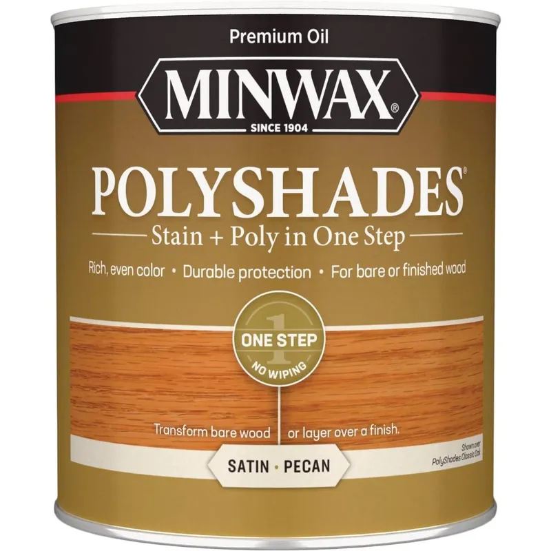 Minwax 61320444 Polyshades 1 Qt. Satin Stain & Finish Polyurethane In 1-Step, Pecan
