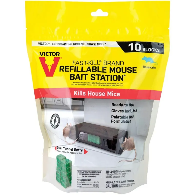 Victor M922 Fast-Kill Refillable Mouse Bait Station (10-Refill)