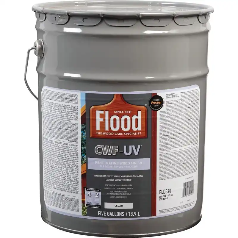Flood FLD520/05 CWF-UV Oil-Modified Fence Deck and Siding Wood Finish Cedar 5 Gallon