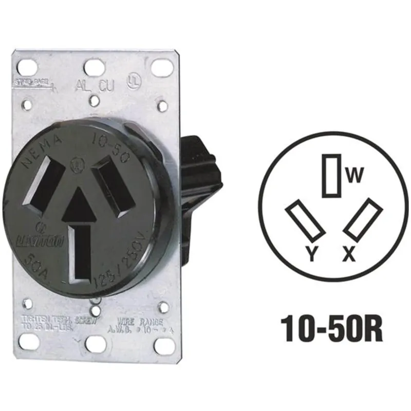 Leviton R30-05206-S10 50A Flush Mount Black 10-50R Non-Grounding Range Power Outlet