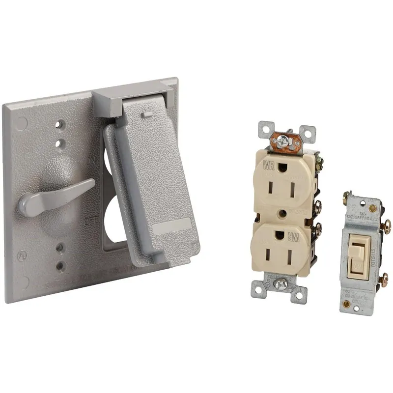 Bell 5166-5WRTR 2-Gang Vertical Mount Die-Cast Metal Gray Outdoor Outlet Cover
