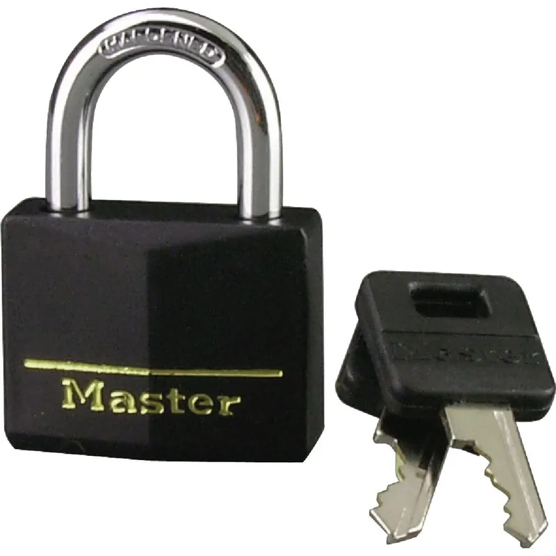 Master Lock 141D black covered keyed different padlock