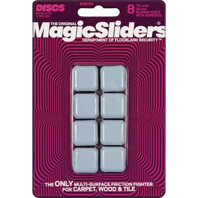 Magic Sliders 08024 15/16 In. Square Self Adhesive Furniture Glide (8-Pack)