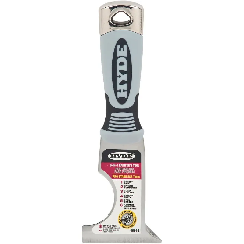 Hyde 06986 Pro Stainless 6-In-1 Multi-Purpose Painter's Tool