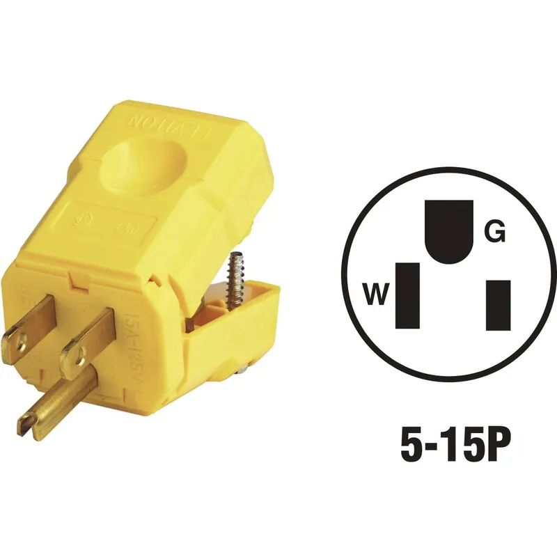 Leviton 081-5256VY 15A 125V 3-Wire 2-Pole Python Cord Plug