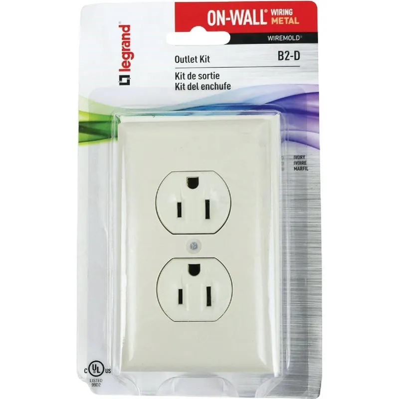 Wiremold B2-D On-Wall Ivory Metal 1 In. Outlet Box Kit