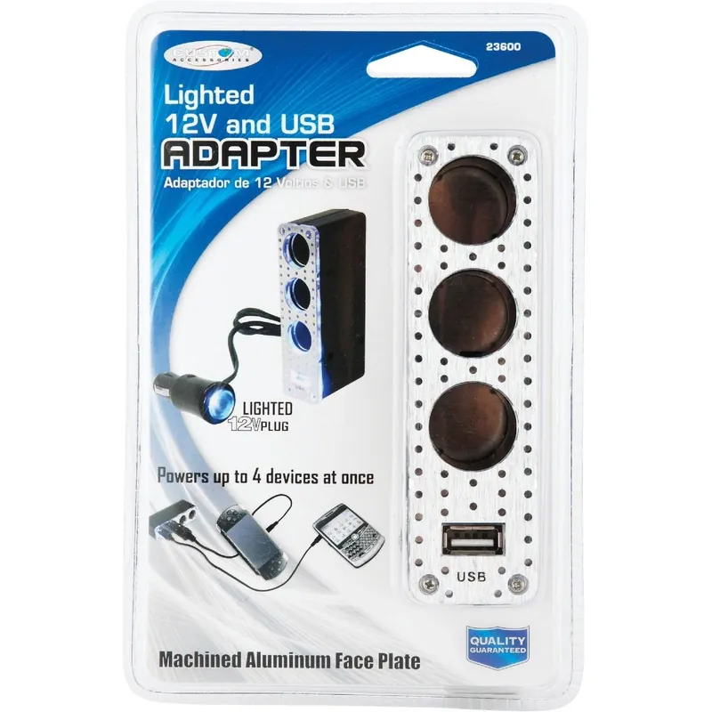 Custom Accessories 23600 Triple Socket Adapter with USB