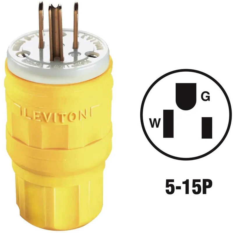Leviton 173-14W47-000 15A 125V 3-Wire 2-Pole Wetguard Cord Plug