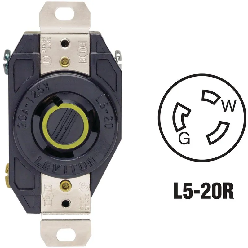 Leviton 065-2310-000 LVT065-2310-000 20A 125V Black Industrial Grade L5-20R Locking Outlet Receptacle
