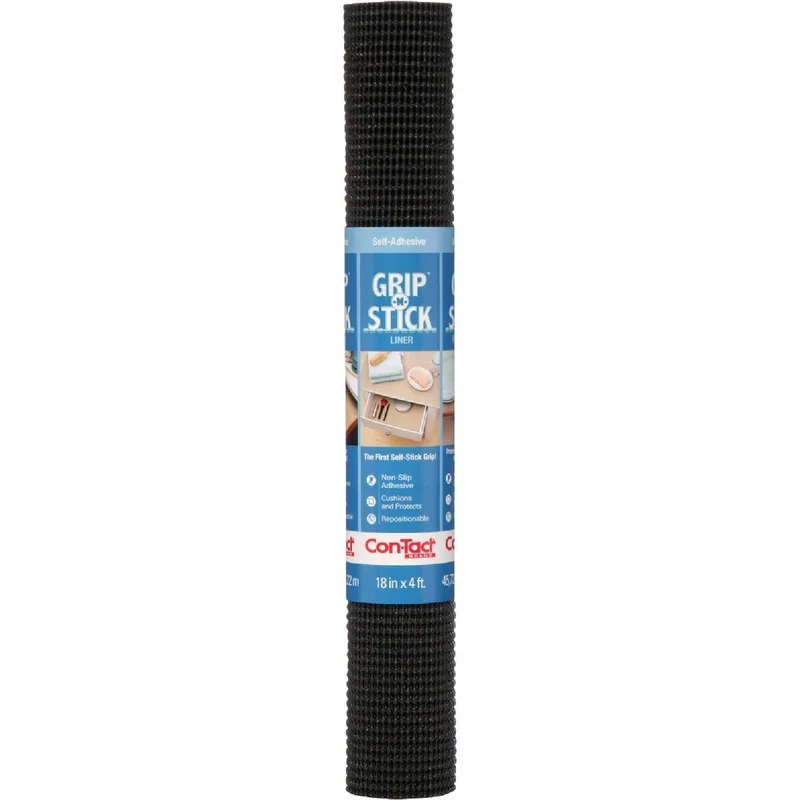 Con-Tact 04F-18C51-06 Grip-N-Stick 18 In. x 4 Ft. Black Self-Adhesive Shelf Liner