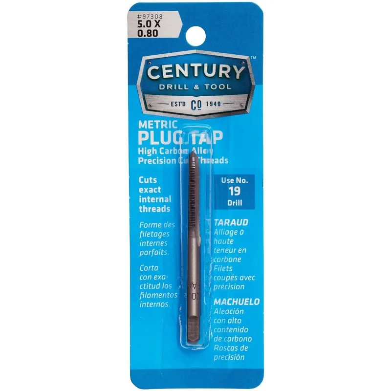 Century Drill Tool 97308 5.0x0.80 Carbon Steel Metric Tap