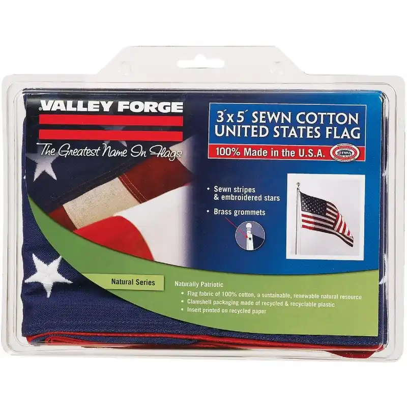 Valley Forge USB3 3 Ft. x 5 Ft. Cotton Natural Series American Flag