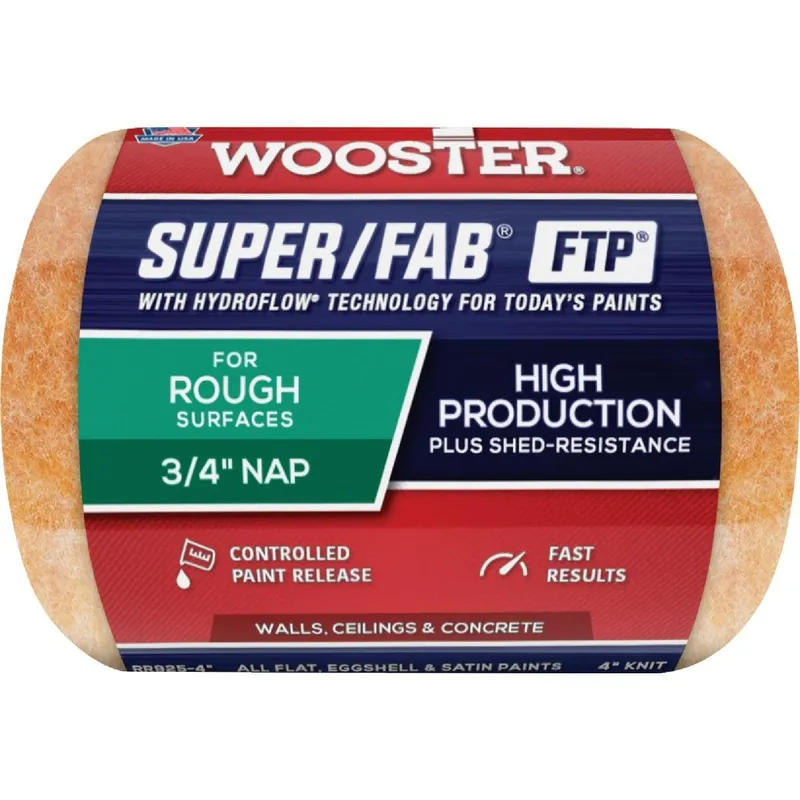 Wooster Brush RR925-4 Wooster Super/Fab FTP 4 In. x 3/4 In. Knit Fabric Roller Cover