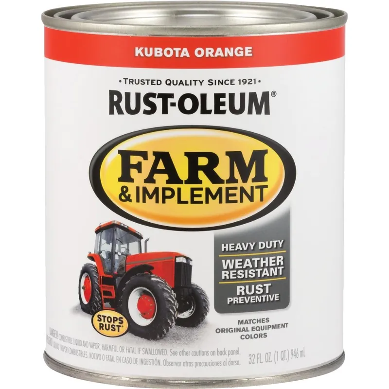 Rust-Oleum 280159 Kubota Orange Gloss Farm & Implement Enamel 1 Quart