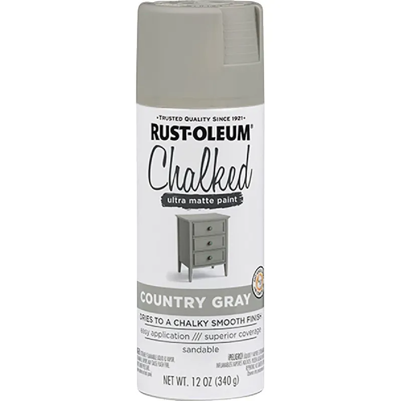 Rust-Oleum 302593 Chalked 12 Oz. Ultra Matte Spray Paint Country Gray