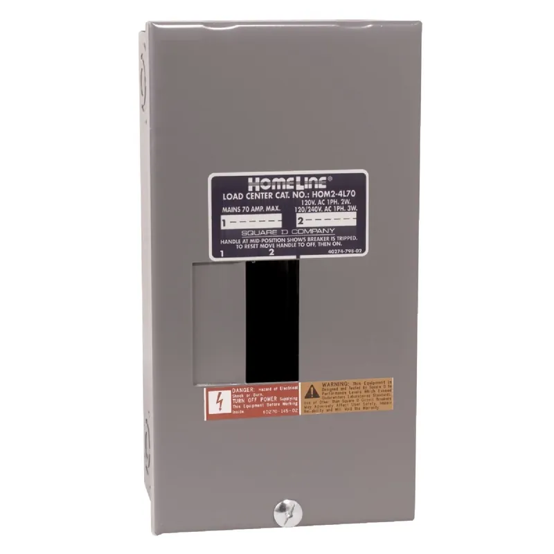 Square D HOM24L70SCP Homeline 70A 2-Space 4-Circuit Indoor Main Lug Surface Mount Load Center