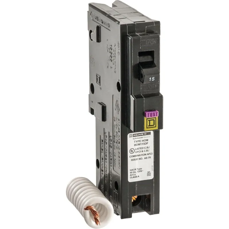 Square D HOM115DFC Homeline 15A Single-Pole CAFCI Dual Function Circuit Breaker
