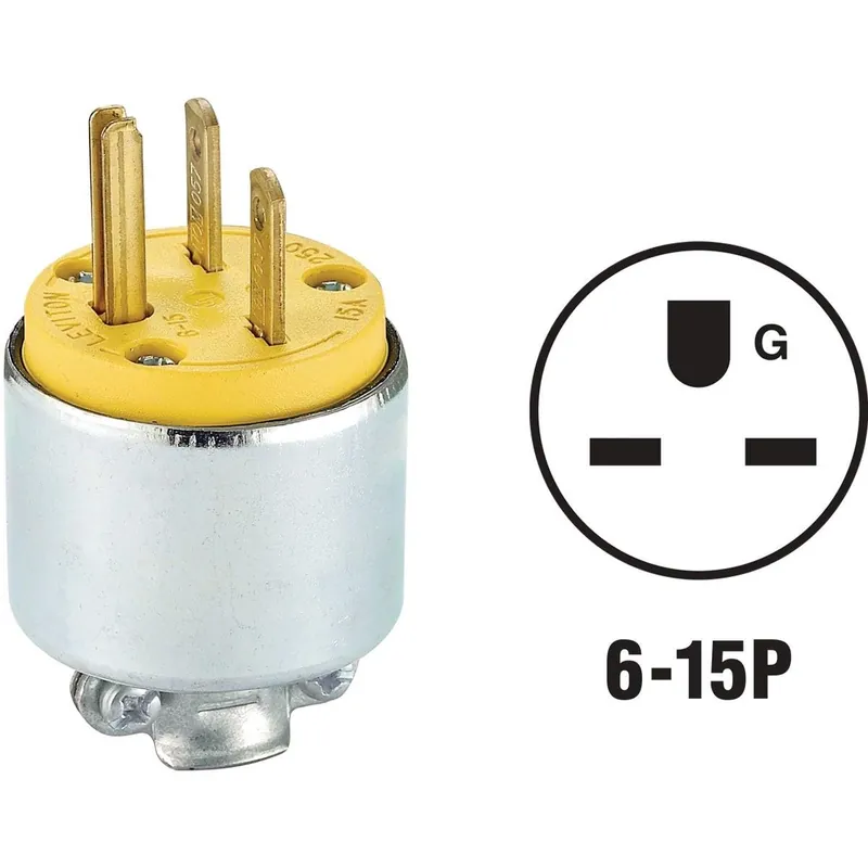 Leviton 000-615PA 15A 250V 3-Wire 2-Pole Armored Cord Plug