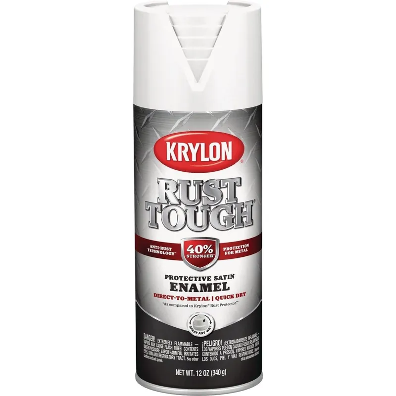 Krylon K09268008 Rust Tough 12 Oz. Satin Alkyd Enamel Spray Paint White