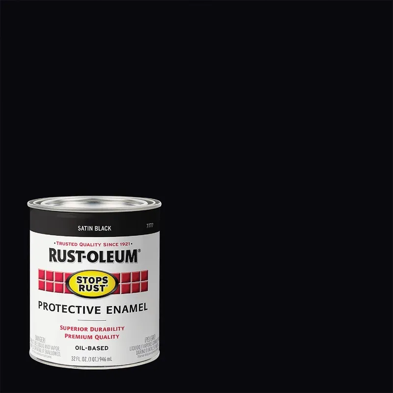 Rust-Oleum 7777502 Stops Rust Oil Based Satin Protective Rust Control Enamel Black 1 Qt.