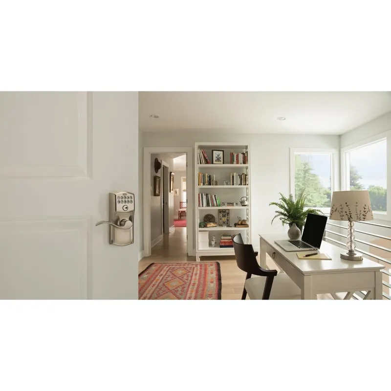 Schlage FE595VCAMXACC619 Camelot Lever Satin Nickel Electronic Keypad Entry Lock