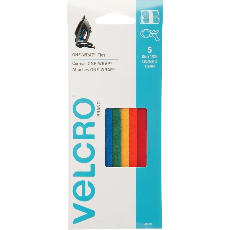 Velcro 90438 One-Wrap 1/2 In. x 8 In. Assorted Hook & Loop Tie (5 Ct.)