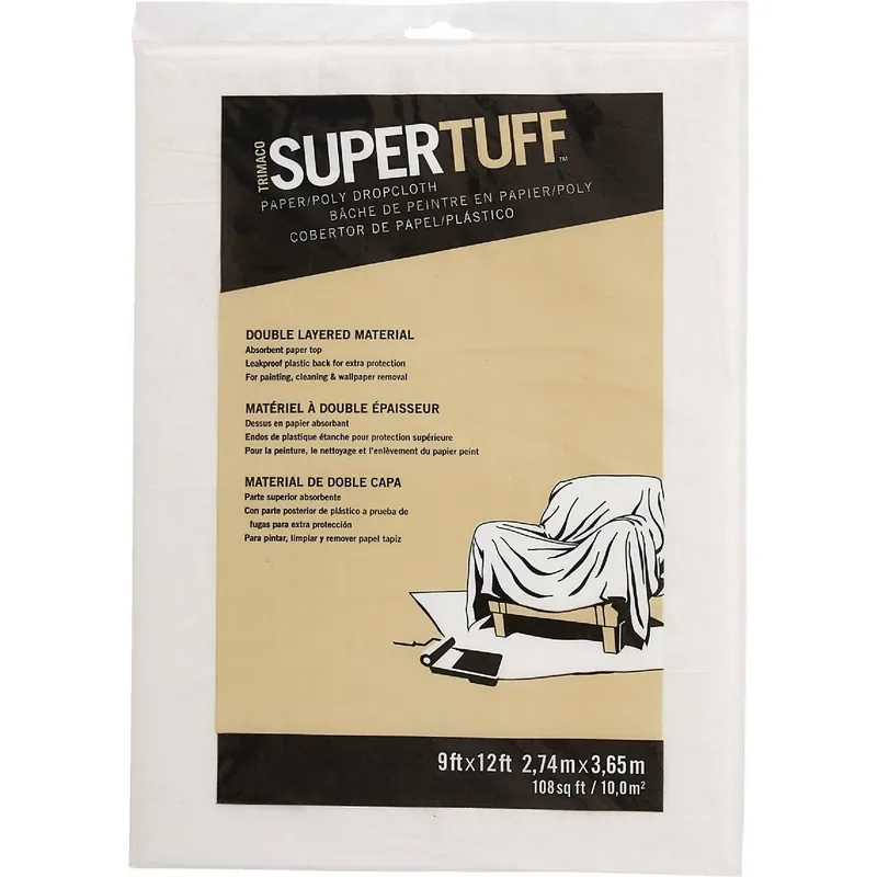 Trimaco 02301 SuperTuff Plastic 9 Ft. x 12 Ft. 2 Ply Drop Cloth