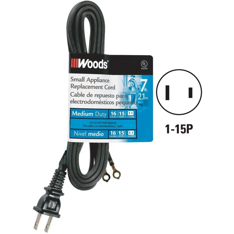 Woods 0288 7 Ft. 16/2 15A Replacement Appliance Cord