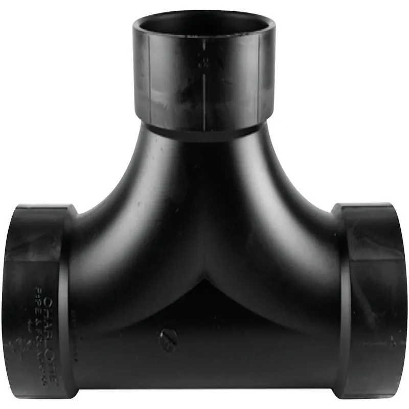 Charlotte Pipe ABS004480800HA 4 In. Hub x Hub x Hub Two-Way ABS Cleanout Tee