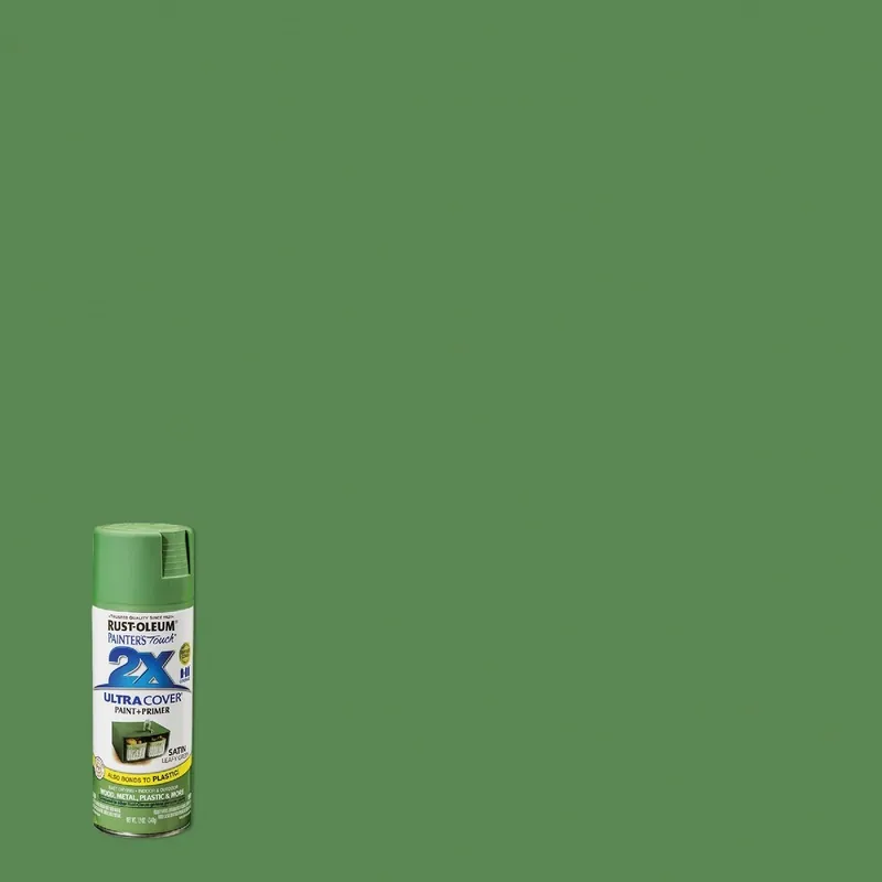 Rust-Oleum 249072 Painter's Touch 2X Ultra Cover 12 Oz. Satin Paint + Primer Spray Paint Leafy Green