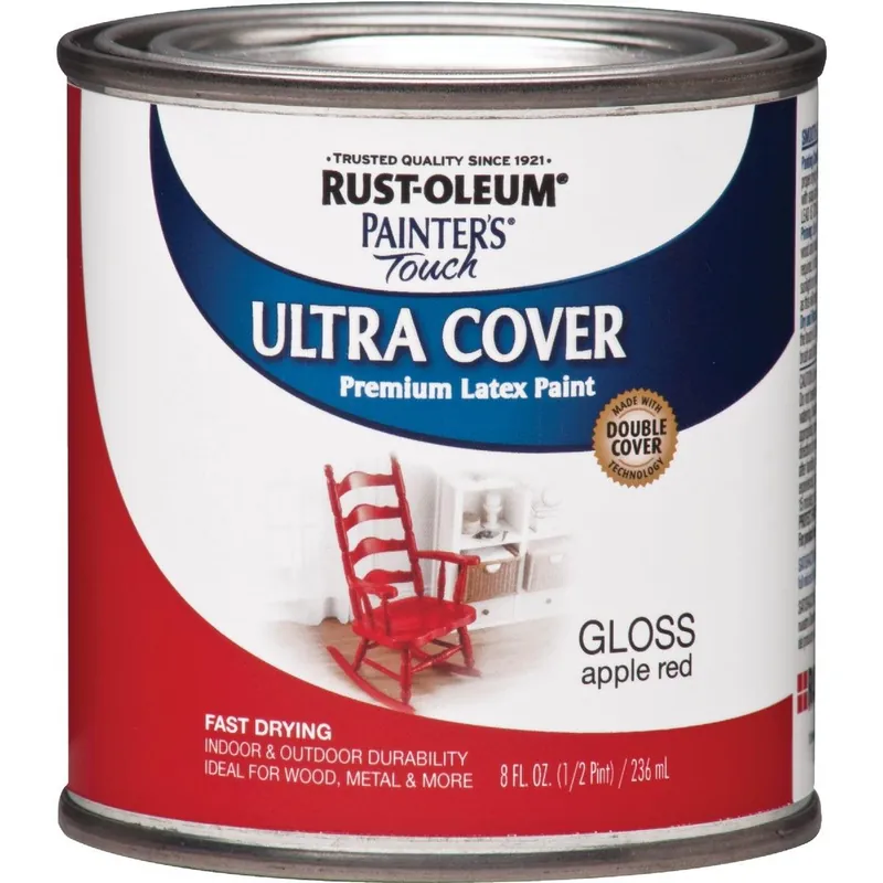 Rust-Oleum 1966730 Painter's Touch 2X Ultra Cover Premium Latex Paint Apple Red 1/2 Pt.