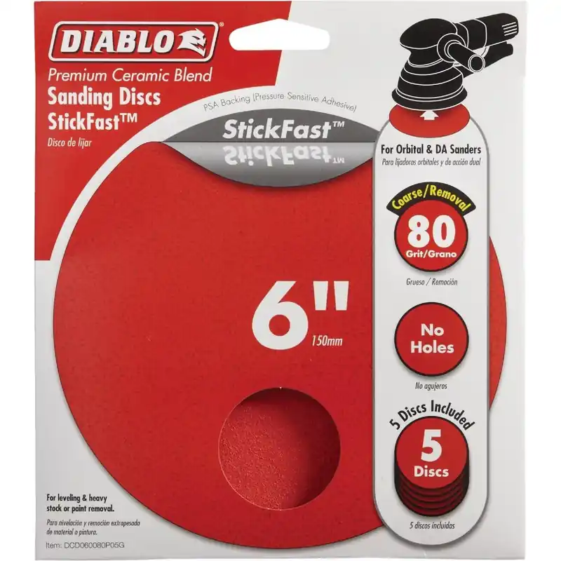 Diablo DCD060080P05G StickFast 6 In. 80 Grit Sanding Disc (5-Pack)