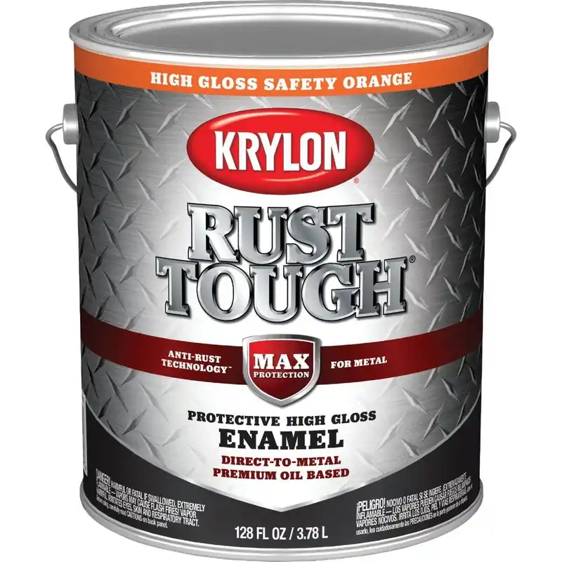 Krylon K09768008 Rust Tough Gloss Anti-Rust Safety Color Rust Control Enamel Safety Orange 1 Gal.