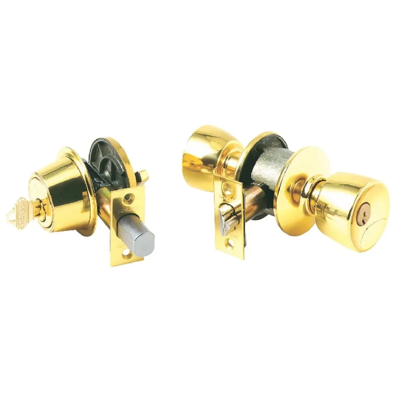 Schlage FB50NVBEL505 Bright Brass Deadbolt and Door Knob Combo