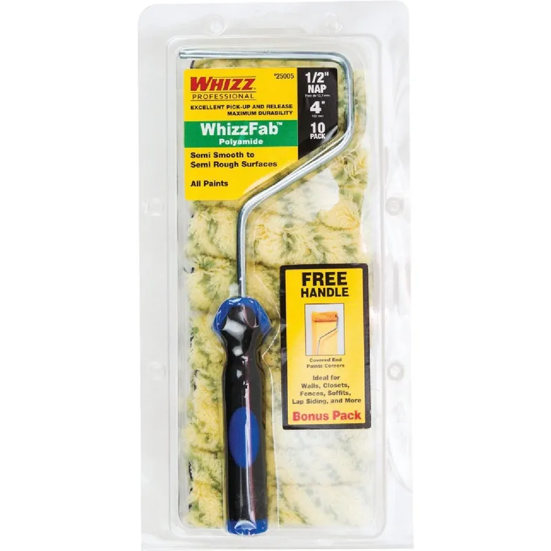 Whizz 25005F WhizzFab 4 In. x 1/2 In. Fabric Mini Roller Covers with Frame (10-Pack) 25005F
