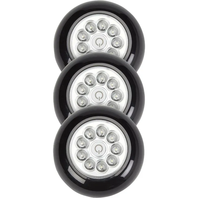 Light It 30016-303 9-Bulb Black LED Battery Tap Light (3-Pack)