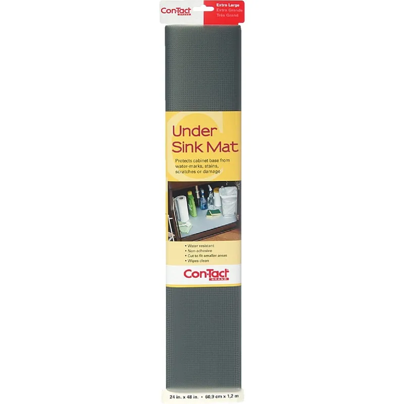 Con-Tact KTCH-CUSM02-06 24 In. x 4 Ft. Graphite Under Sink Mat Non-Adhesive Shelf Liner