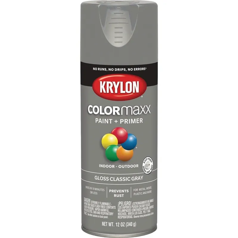 Krylon K05513007 Colormaxx Gloss Spray Paint & Primer Classic Gray