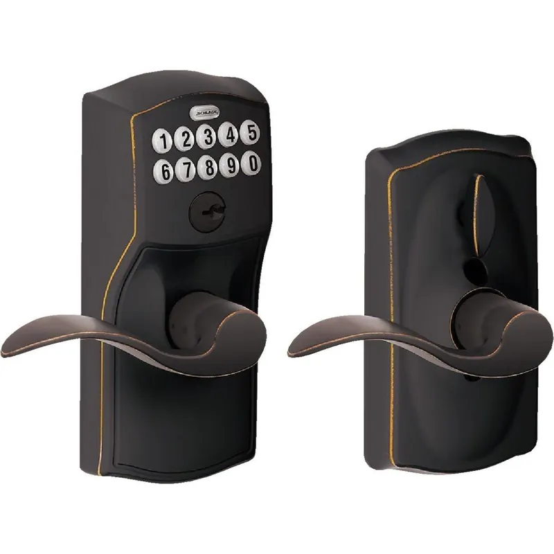Schlage FE595VCAMXACC716 Camelot Lever Aged Bronze Electronic Keypad Entry Lock