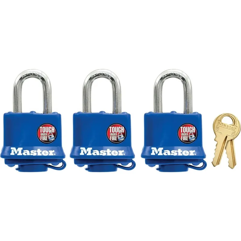 Master Lock 312TRI 1-9/16 In. W. Covered Laminated Steel Pin Tumbler Padlock Blue (3-Pack)
