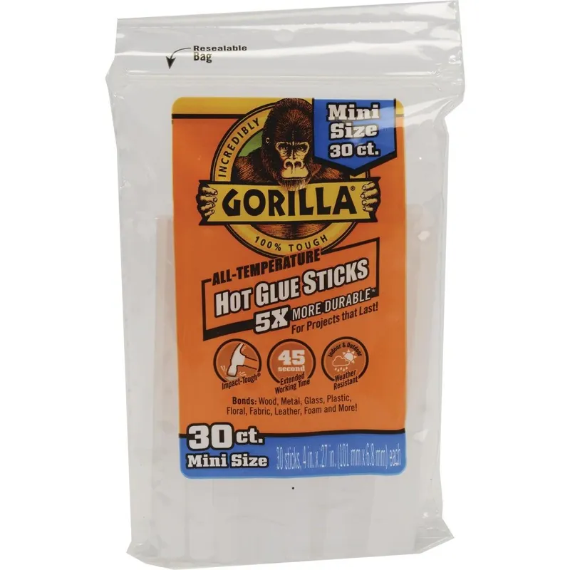 Gorilla Glue 3023003 Gorilla 4 In. Mini Clear Hot Melt Glue (30-Pack)