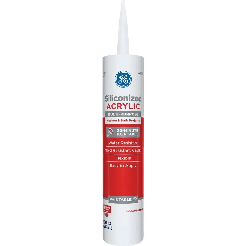 GE 2876712 Ultra Seal 10.1 Oz. White Kitchen & Bath Siliconized Acrylic Latex Caulk