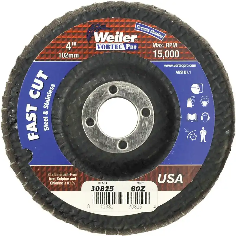 Weiler 30825 Vortec 4 In. x 5/8 In. 60-Grit Type 29 Angle Grinder Flap Disc