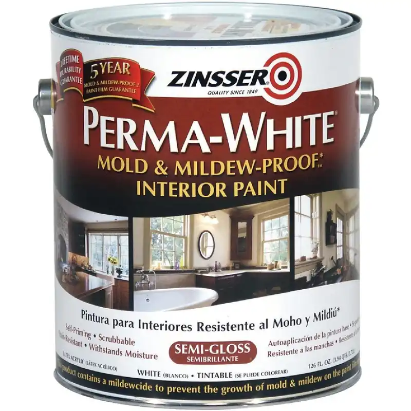Zinsser 2761 Perma-White White-Tintable Semi-Gloss Gallon Mildew Paint