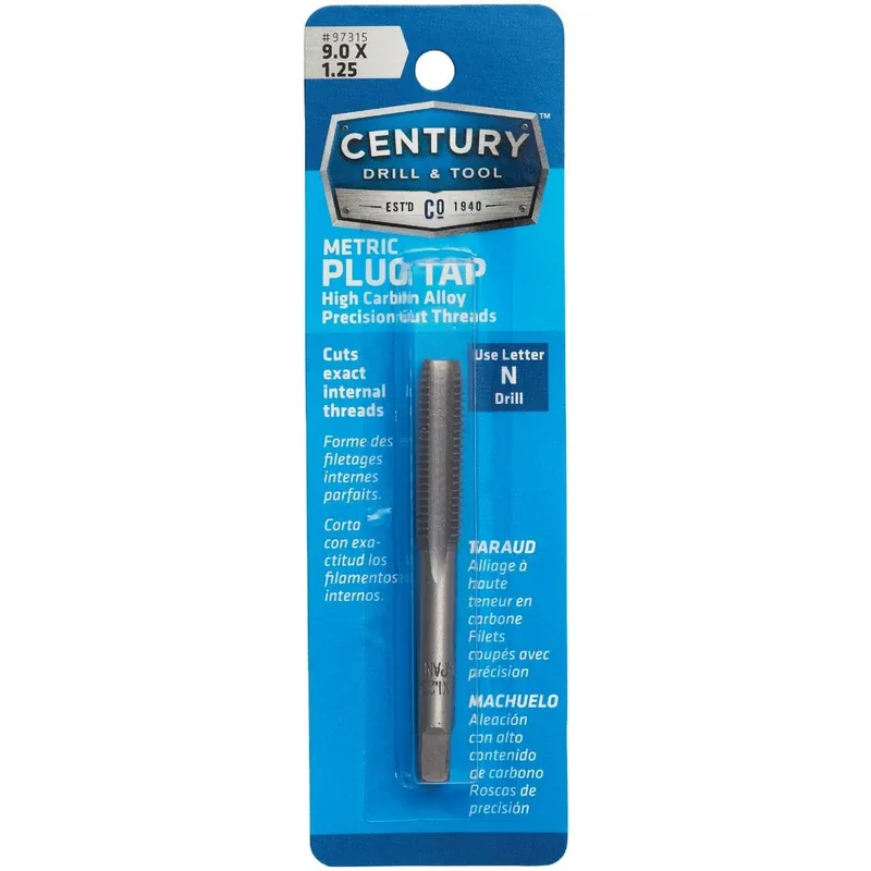 Century Drill Tool 97315 9.0x1.25 Carbon Steel Metric Tap