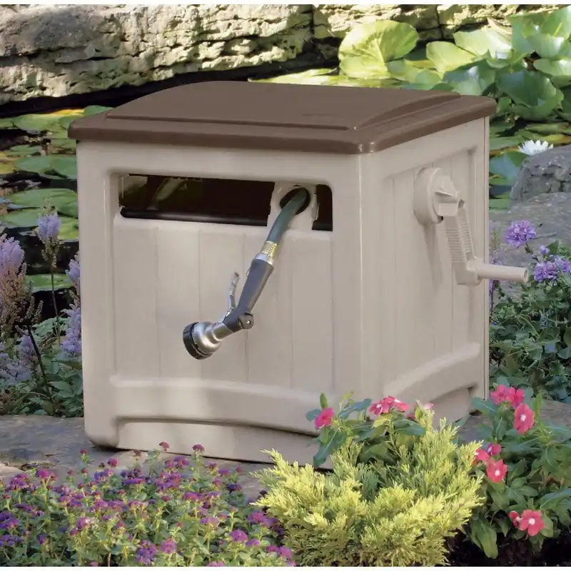 Suncast SMT200B2 Smart Trak Hideaway 225 Ft. x 5/8 In. Taupe w/Bronze Lid Resin Hose Reel