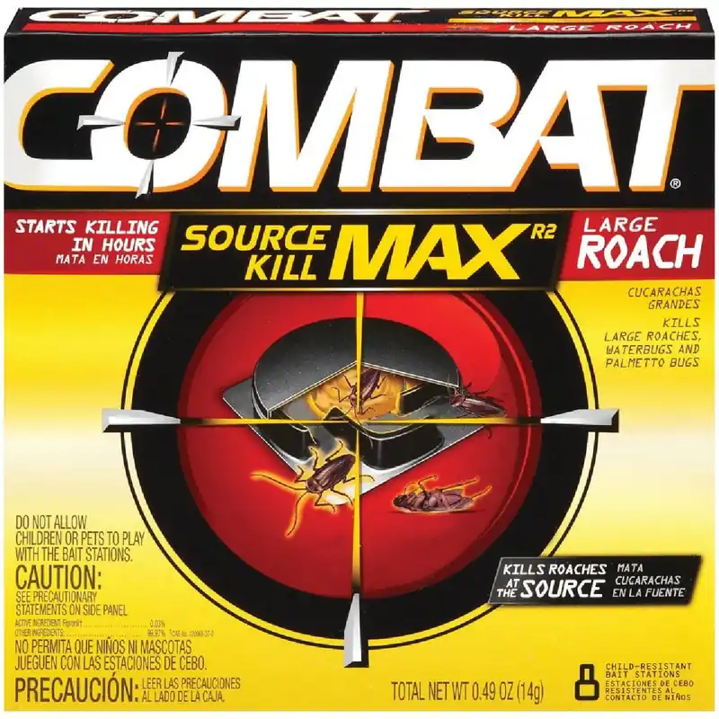 Combat DIA41913CT Source Kill Max 0.49 Oz Solid Large Roach Bait Station 8-Pack